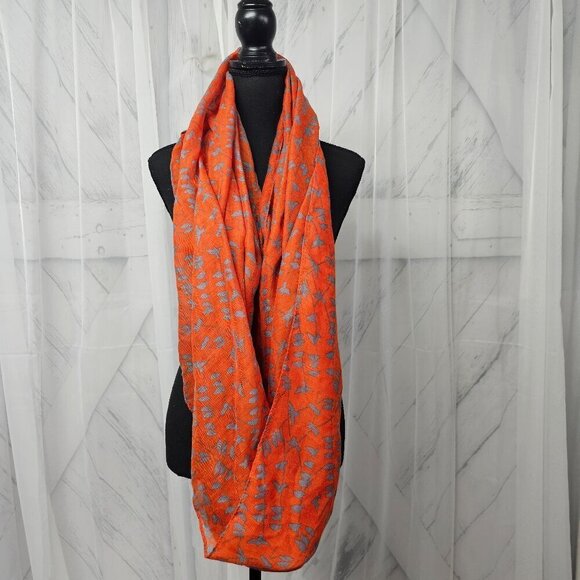 Red Gray Birds On Wire Infinity Scarf Gauzy - Picture 8 of 8